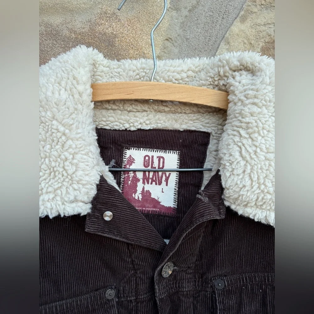 Vintage Old Navy Y2K Corduroy Sherpa Chore Farm Work Jacket Coat Gorpcore - Picture 3 of 9